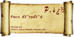 Pecz Árpád névjegykártya